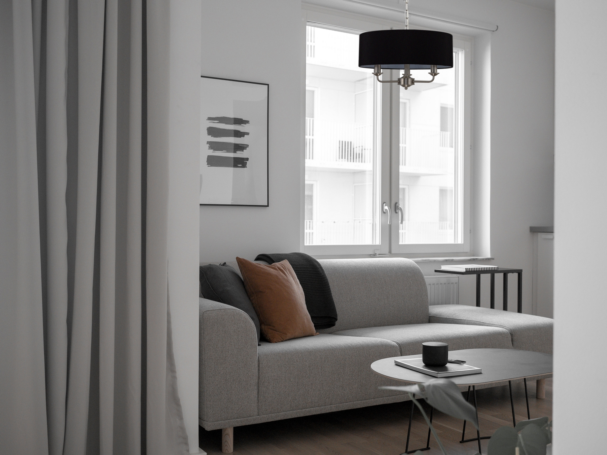 Serena 45cm Faux Silk Fabric Shade Black, White D0570  Deco Serena